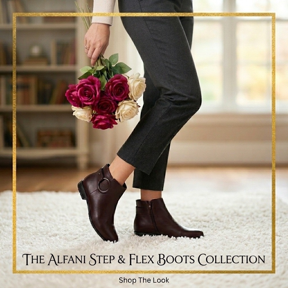 Alfani Step & Flex NEW Women Burgundy Comfortable Ankle Boots Zip Up Trendy Fall